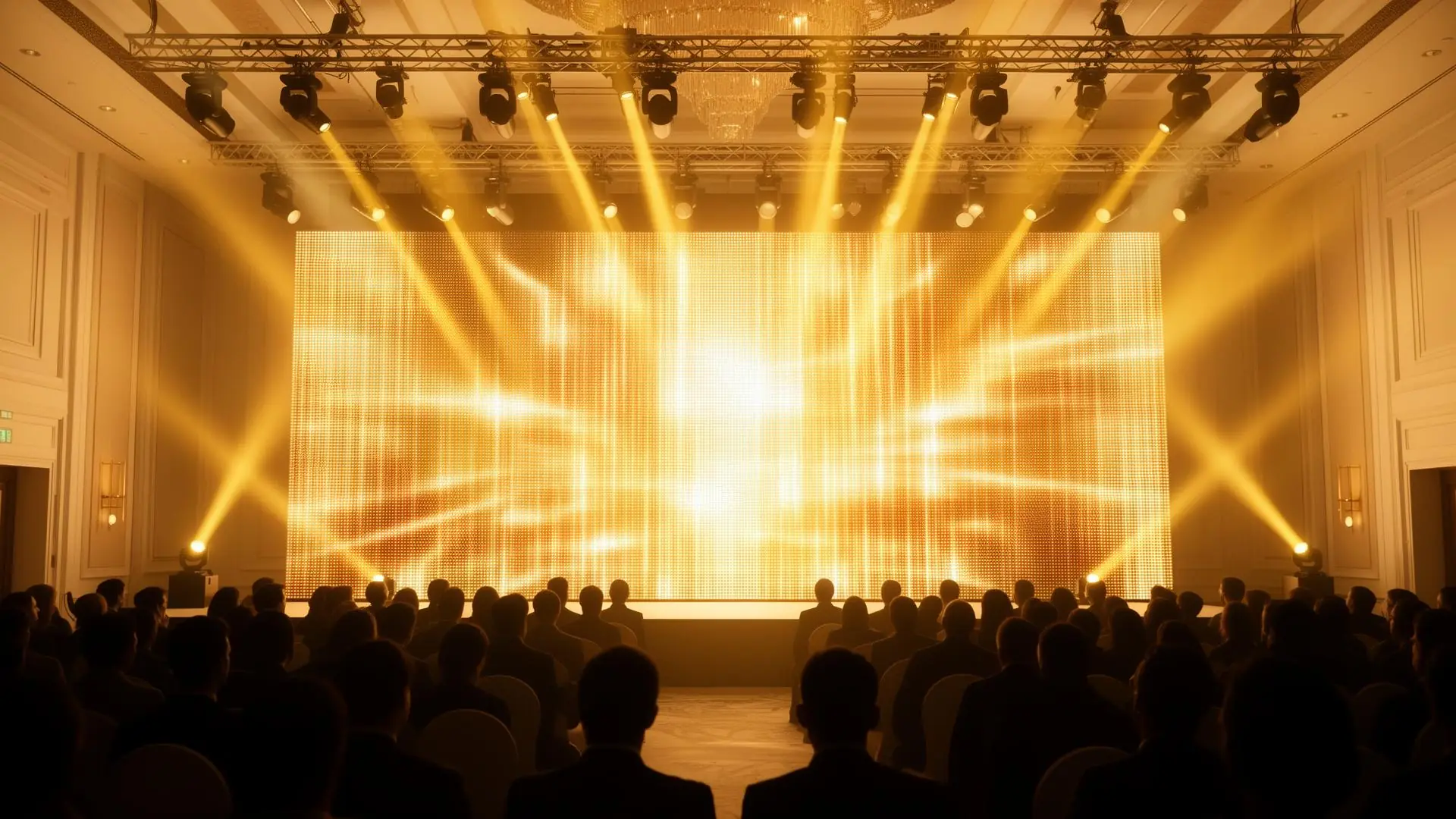 Premium Malaysian event hall with LED screen and stage lighting